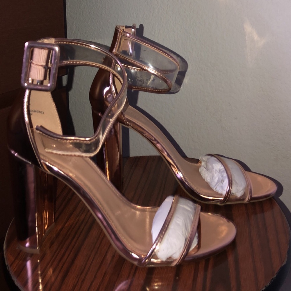Charlotte Russe Rose Gold Block Heel - Gina